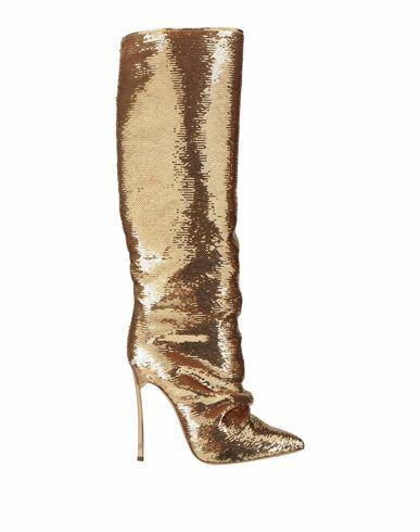 Casadei Woman Boot Gold Textile fibers Cover