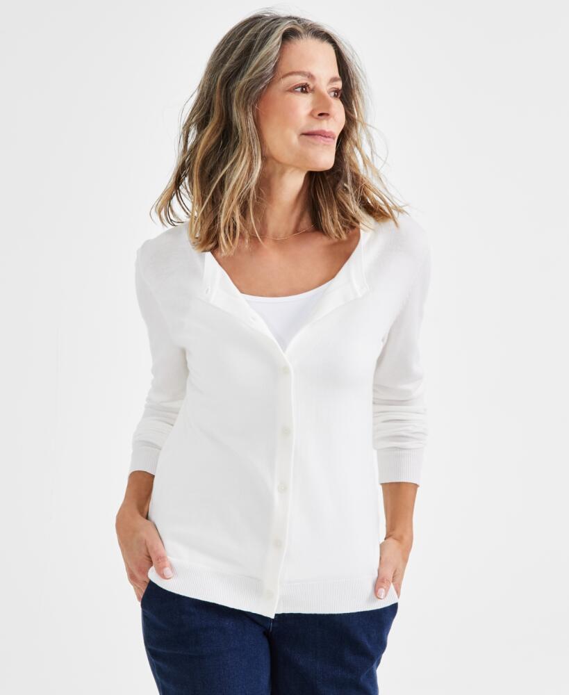 Style & Co Women's Button-Up Cardigan, Pp-4X, Created for Macy's - Winter White Cover