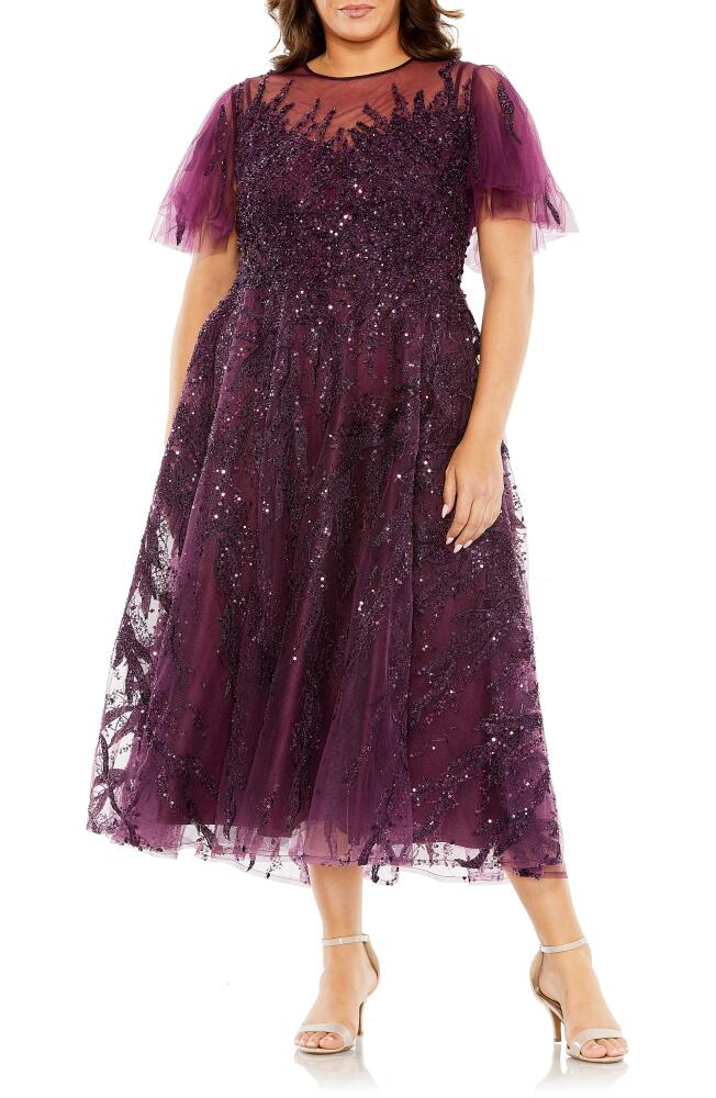 FABULOUSS BY MAC DUGGAL Sequin Tulle Cocktail Dress in Plum Cover