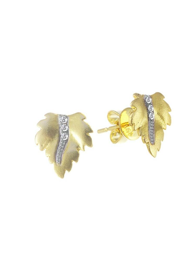 Meira T Women's 14K Two-Tone Gold & 0.03 TCW Diamond Leaf Stud Earrings Cover