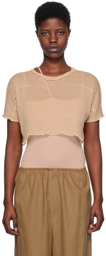 Baserange Beige Sun Crop T-Shirt Cover