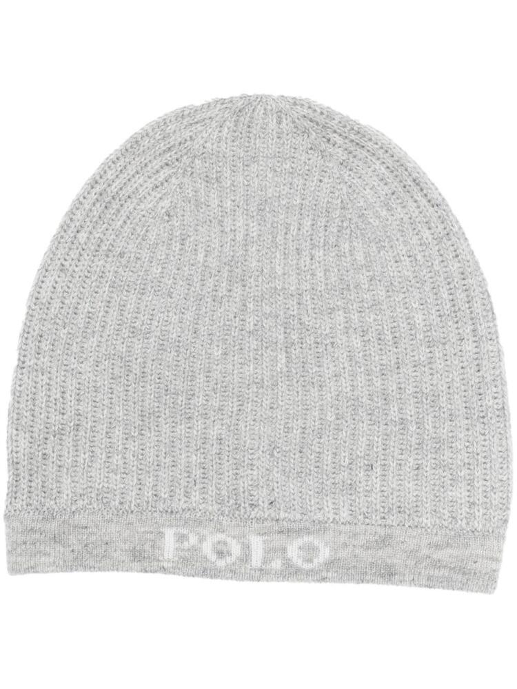 Polo Ralph Lauren logo-intarsia rib-knit beanie - Grey Cover