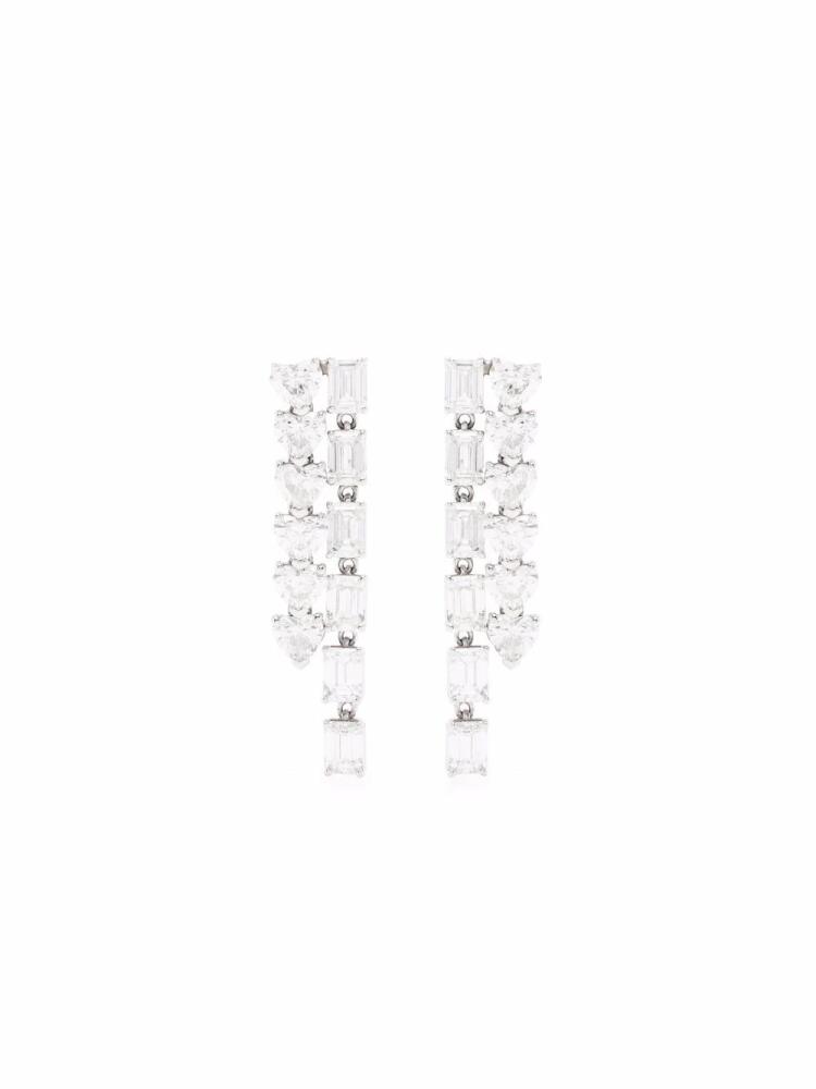 SHAY 18kt white gold double diamond waterfall earrings - Silver Cover