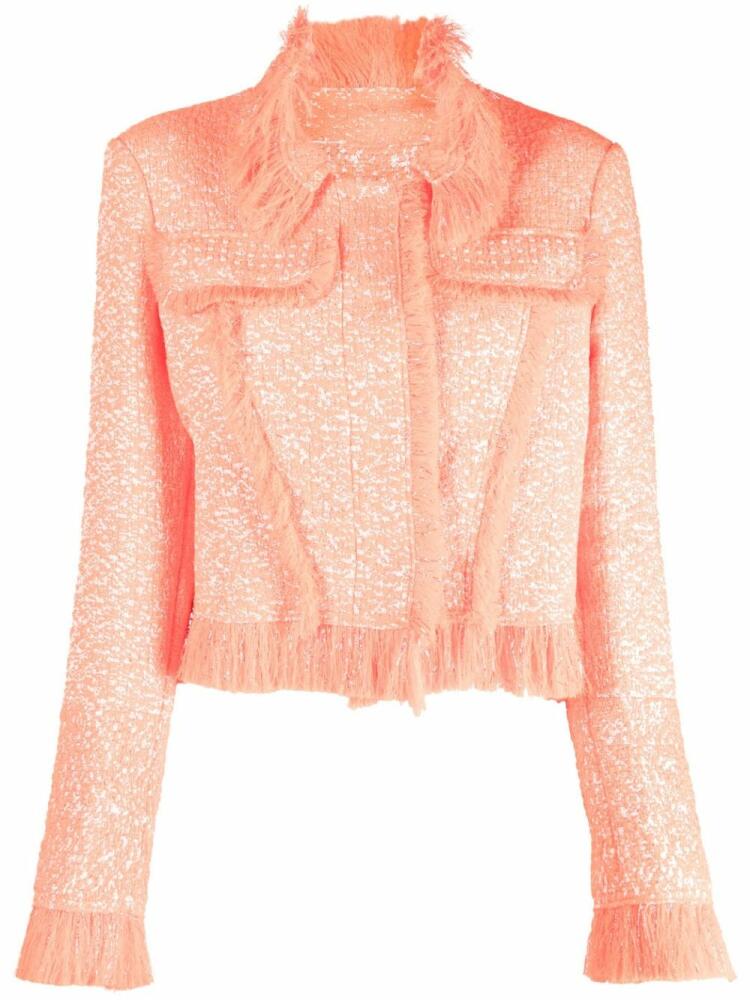 Genny fringed-edge single-breasted jacket - Orange Cover