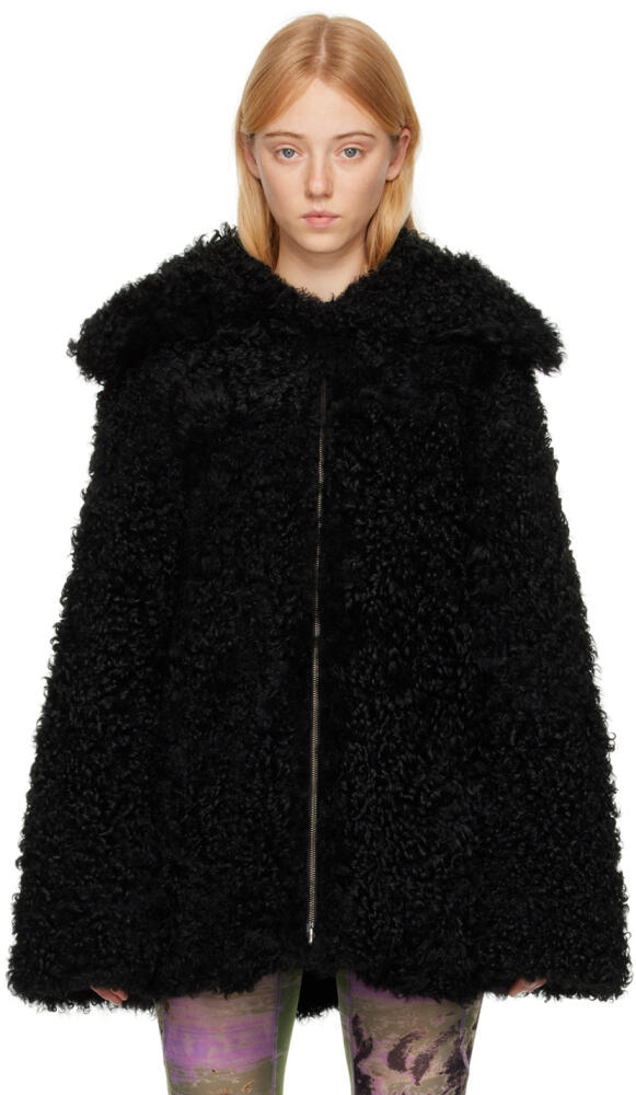 KNWLS Black Yume Reversible Shearling Coat Cover