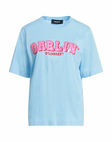 Dsquared2 Woman T-shirt Sky blue Cotton Cover