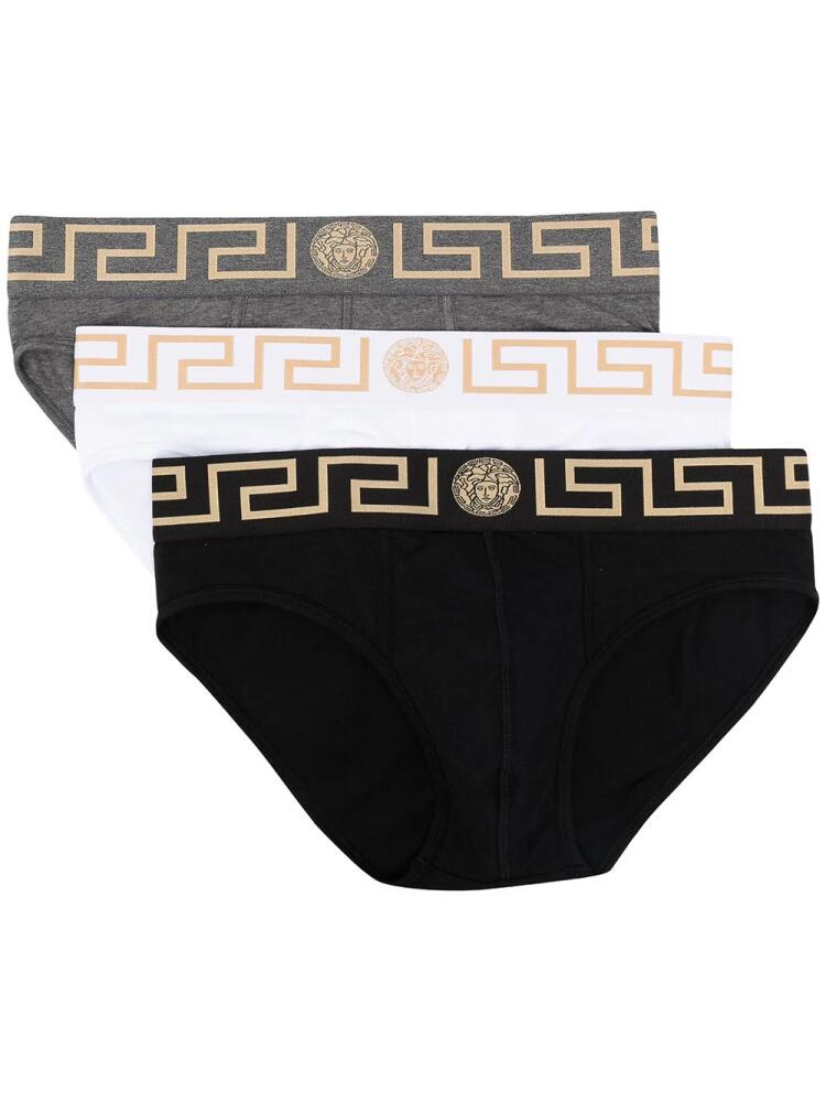 Versace Greca-print cotton briefs set - Black Cover