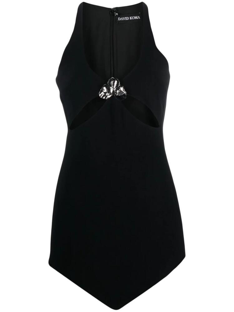 David Koma flower appliqué mini dress - Black Cover