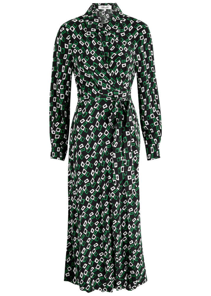 Diane Von Furstenberg Tori Printed Midi Wrap Dress - Black Cover