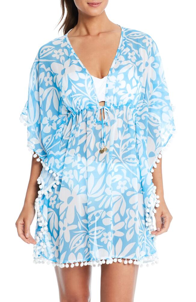 Rod Beattie Pompom Trim Cover-Up Caftan in Coldwater Cover