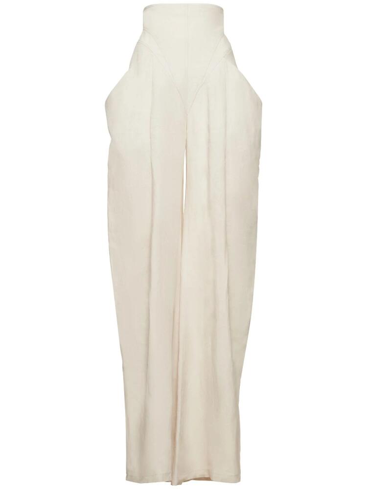 ALESSANDRO VIGILANTE High Waist Linen Wide Leg Pants Cover