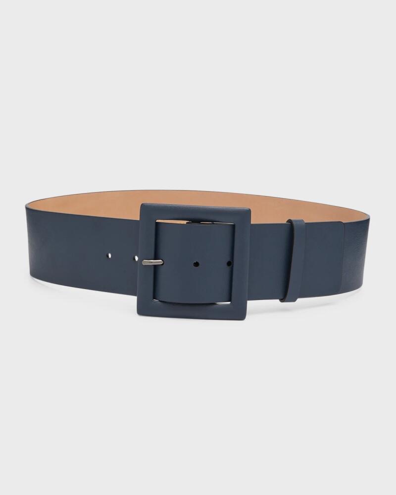 Carolina Herrera Square-Buckle Wide Leather Belt Cover