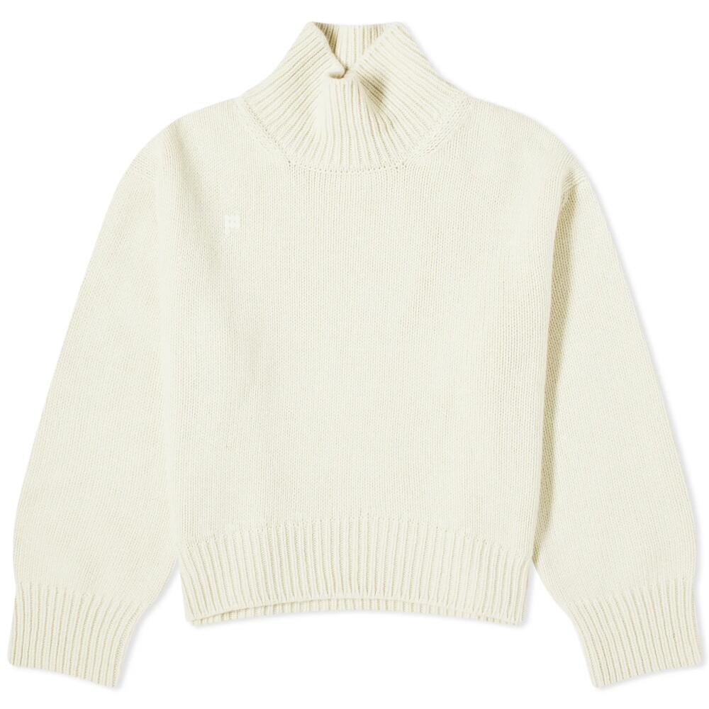 Pangaia Women's Recycled Cashmere Knit Chunky Turtleneck Sweater in Ecru Ivory Cover