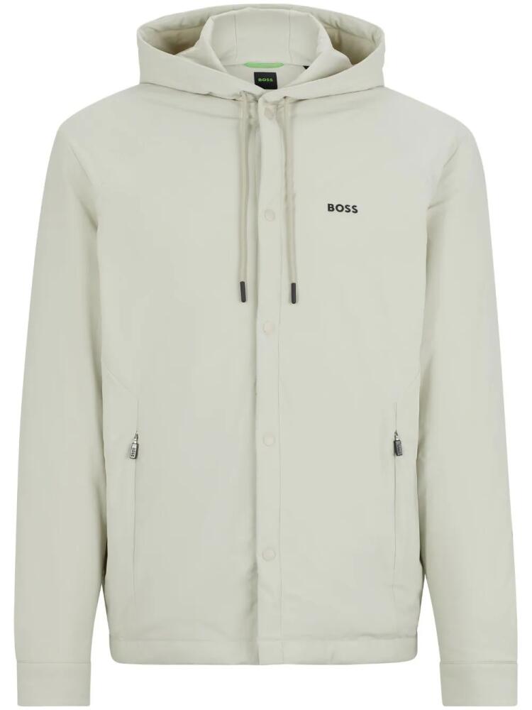 BOSS logo-print hooded jacket - Neutrals Cover