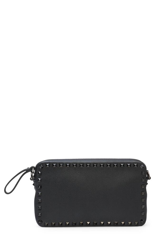 Valentino Garavani Rockstud Grainy Leather Crossbody Bag in Nero Cover