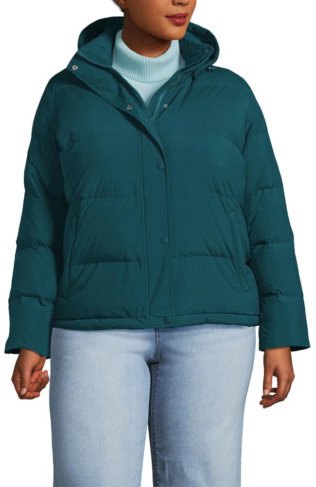 Lands' End Plus Size Wide Channel 600 Down Puffer Jacket in Evening Teal Cover