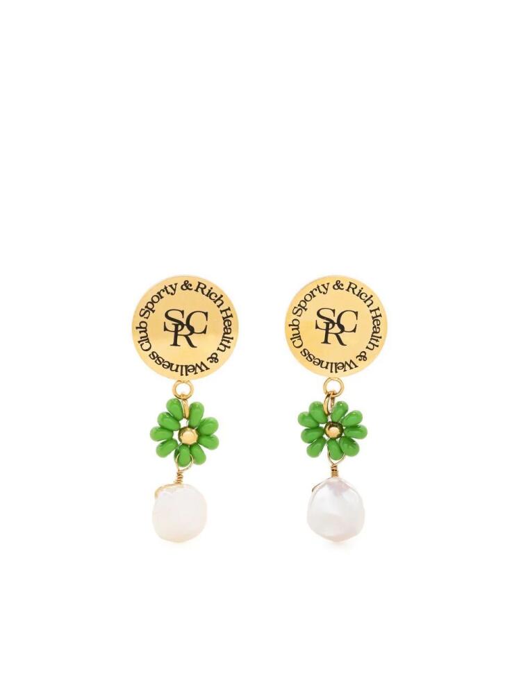 Sporty & Rich pearl resin drop earrings - Green Cover