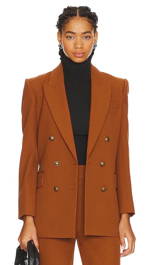 FRAME Double Breasted Slim Blazer in Cognac Cover