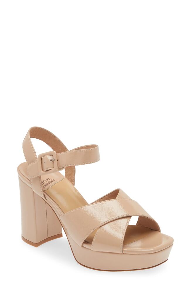 Jeffrey Campbell Amma Platform Slingback Sandal in Beige Crinkle Patent Cover