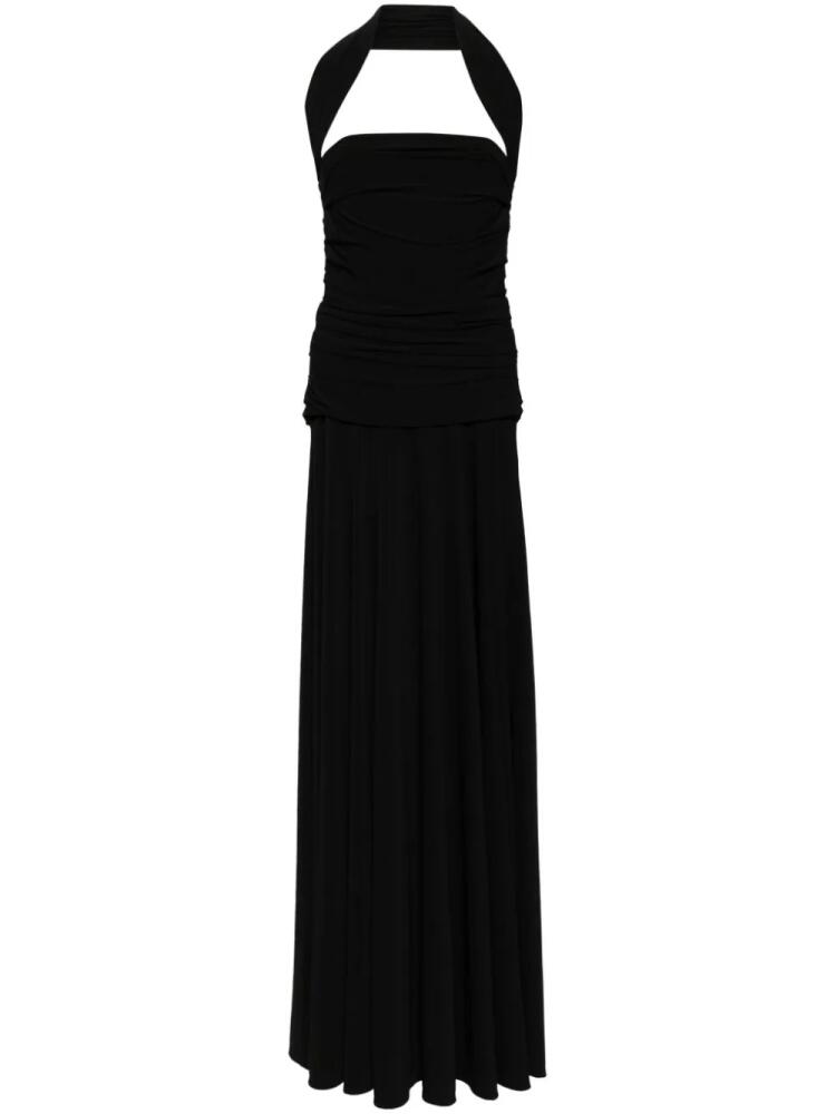 Talbot Runhof gathered halterneck maxi dress - Black Cover