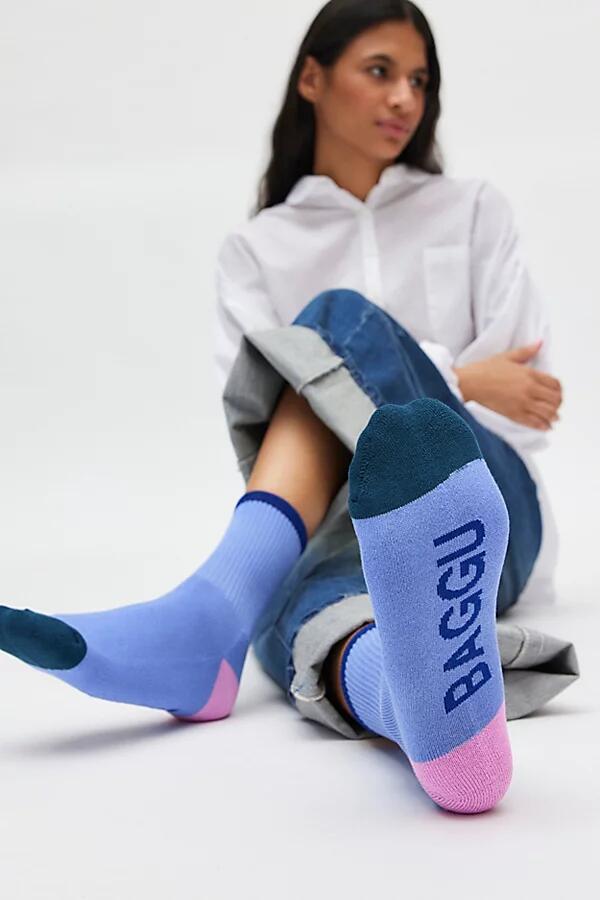 BAGGU Ribbed Mix Sock in Cornflower Mix Cover