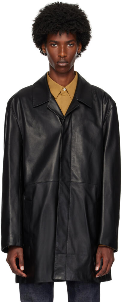 Calvin Klein Black Long Leather Jacket Cover