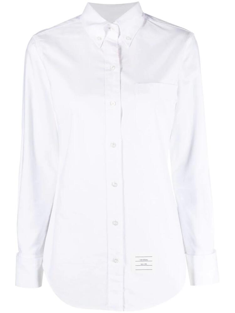 Thom Browne logo-patch poplin shirt - White Cover