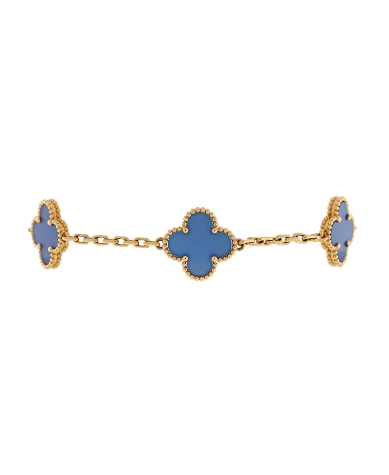 Pre-Owned Van Cleef & Arpels Vintage Alhambra 5 Motifs Bracelet 18K Gold and Agate Cover