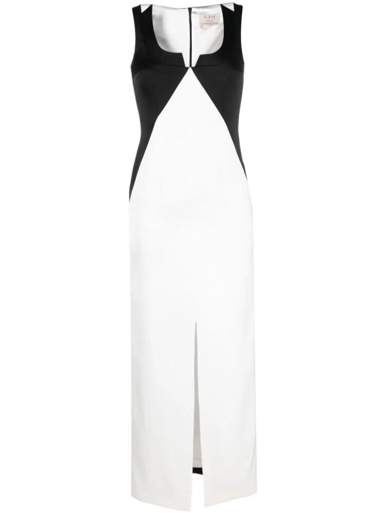 V:PM ATELIER Cassis colour-block crepe maxi dress - White Cover