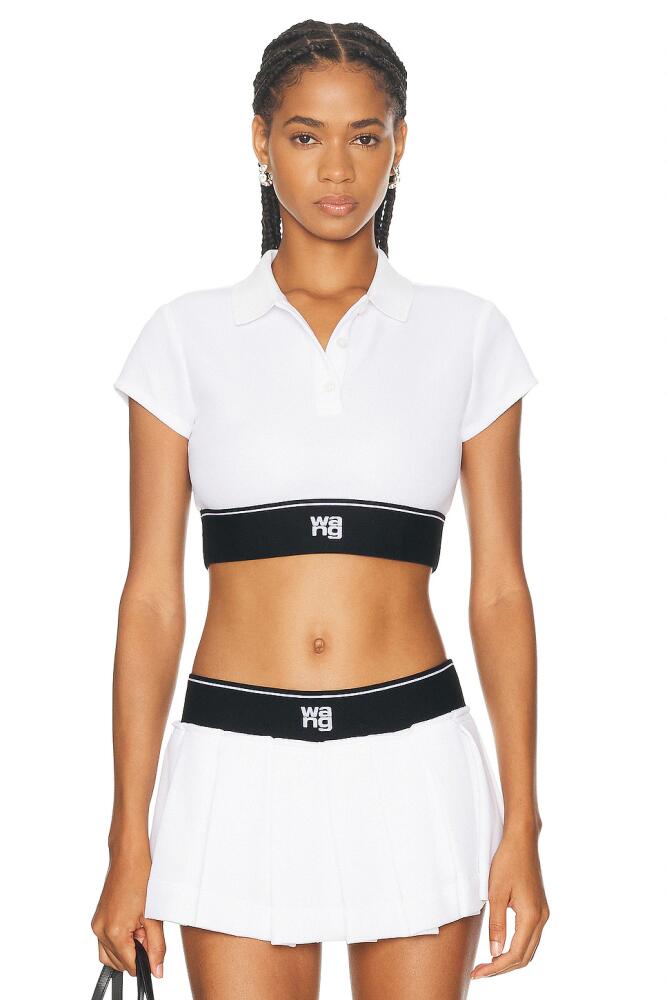 Alexander Wang Cropped Polo Top in White Cover