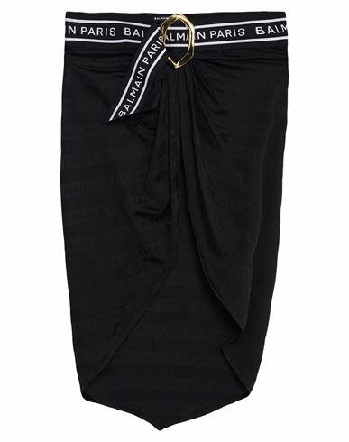 Balmain Woman Sarong Black Viscose, Cotton Cover