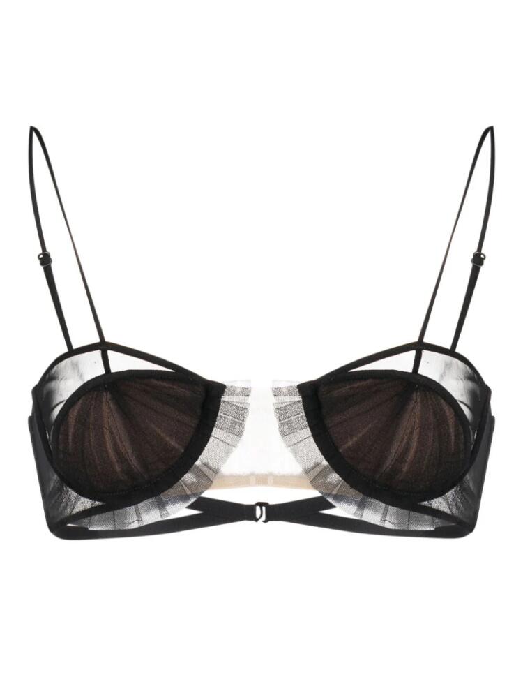 Nensi Dojaka panelled semi-sheer bra - Black Cover