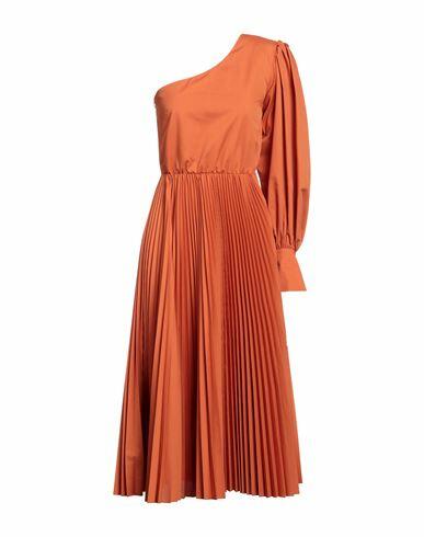 Federica Tosi Woman Maxi dress Rust Polyester, Cotton Cover