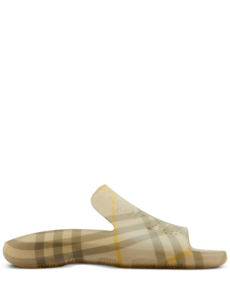 Burberry Equestrian Knight check-pattern slides - Neutrals Cover