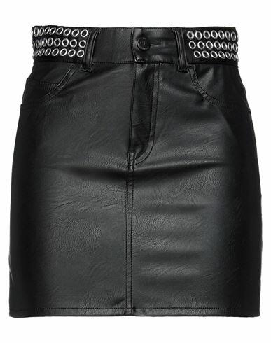 Gaëlle Paris Woman Mini skirt Black Polyurethane, Polyester Cover