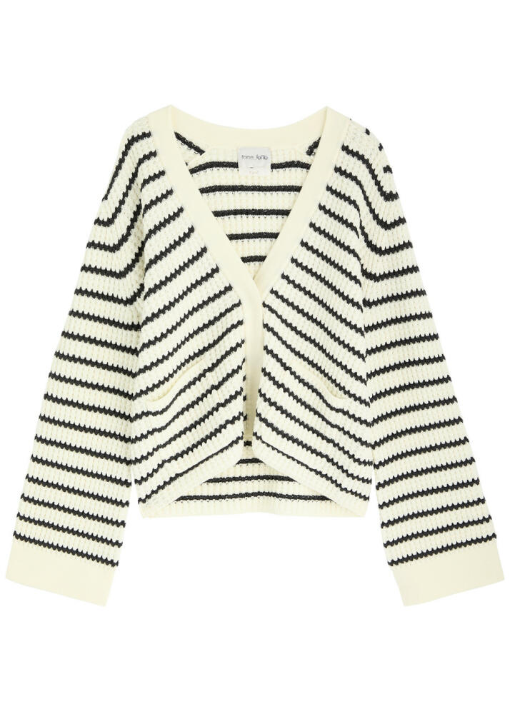 Forte_forte Striped Waffle-knit Wool Cardigan - White Cover