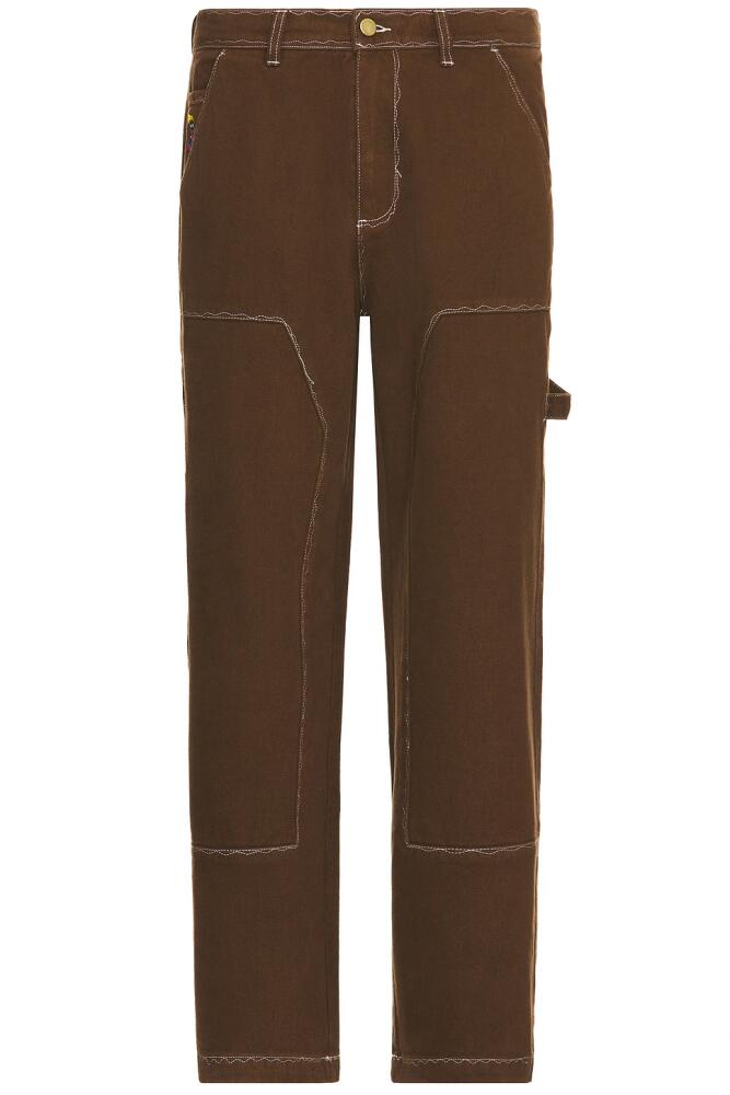 KidSuper Messy Stitched Work Pant in Brown Cover