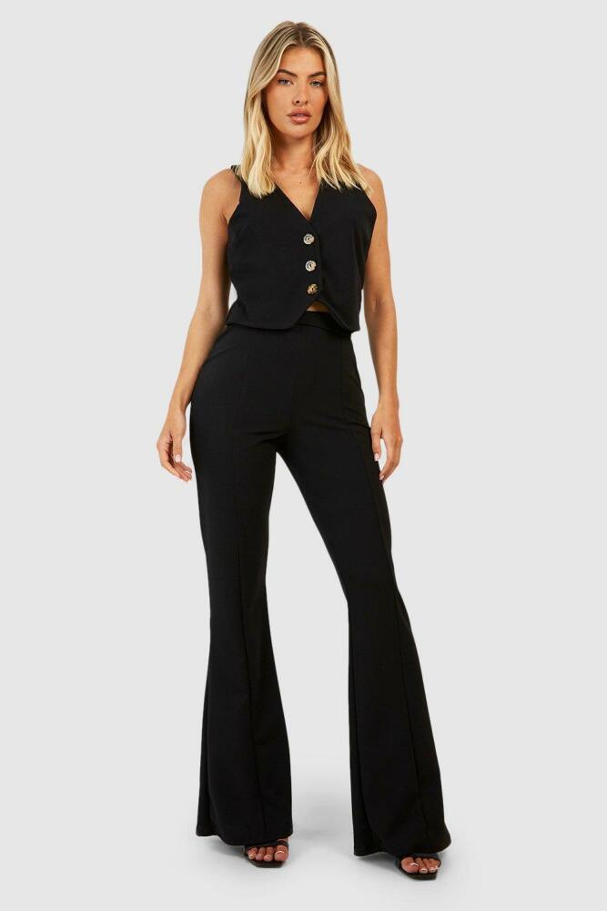 boohoo Womens Crepe Fit & Flare Pants - Black Cover