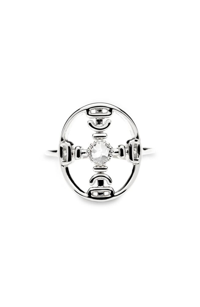 Awe Inspired White Sapphire Compass Ring in Sterling Silver Cover