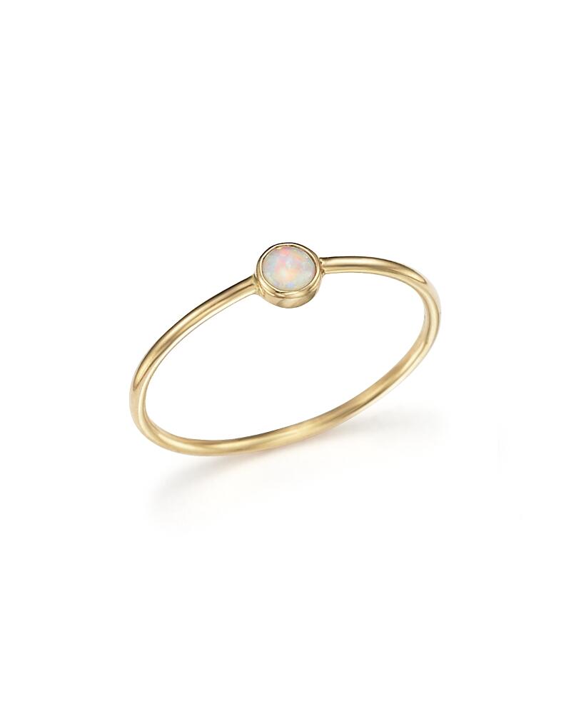 Zoe Chicco 14K Gold Thin Ring with a Bezel Set Round Opal Cover