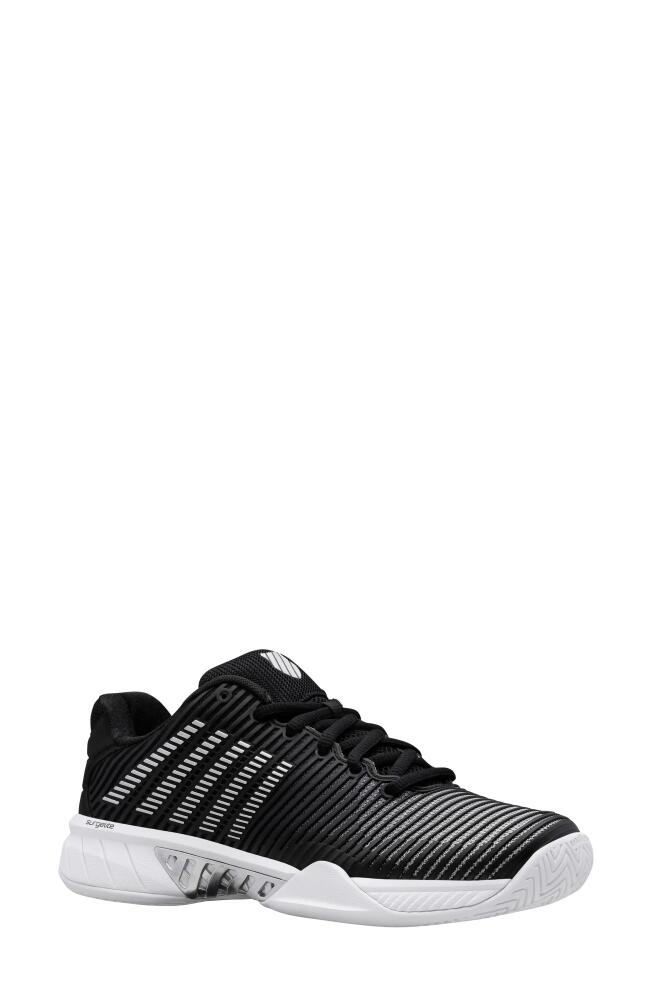 K-Swiss Hypercourt Express 2 Tennis Shoe in Black/white/silver Cover