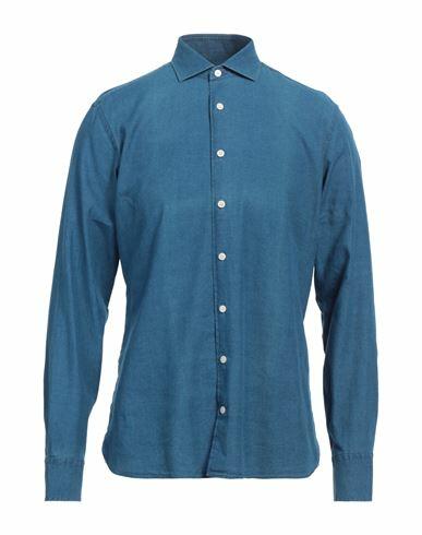 Hackett Man Denim shirt Blue Cotton Cover