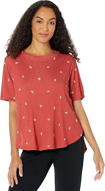 L.L.Bean Restore Sleep Top Print (Deep Coral Print) Women's Pajama Cover