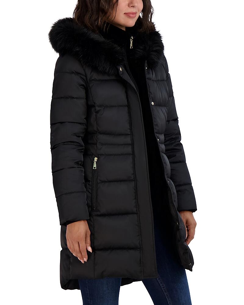 Tahari Dana Hooded Faux Fur Trim Puffer Coat Cover