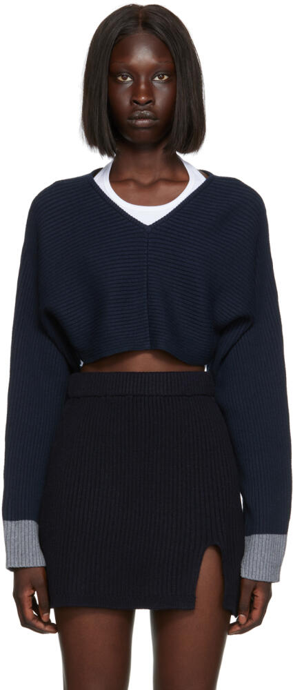 Filippa K Navy Cropped Warm-Up Sweater Cover