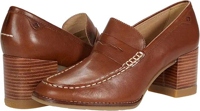 Sperry Seaport Penny Heel Leather (Tan) Women's Shoes Cover