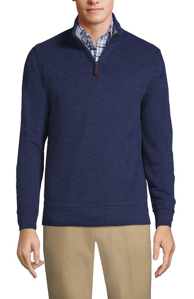 Lands' End Bedford Rib Quarter Zip Sweater in Medium Denim Heather Cover