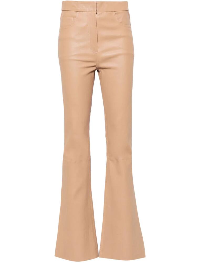 REMAIN high-waist leather flared trousers - Brown Cover