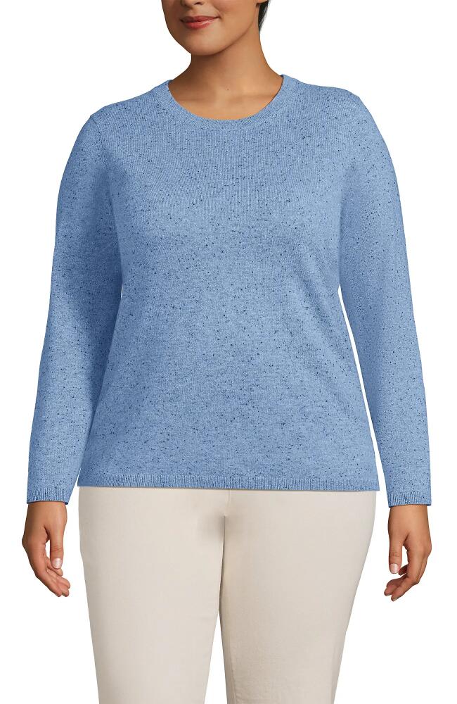 Lands' End Plus Size Cashmere Sweater in Cloudy Blue Heather Donegal Cover