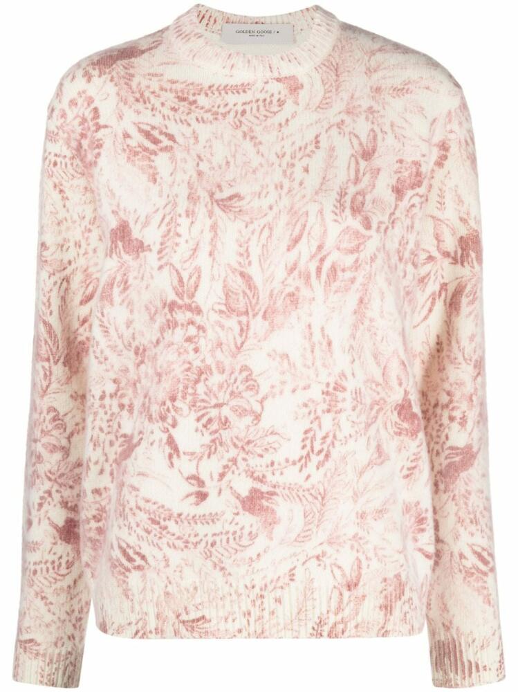 Golden Goose floral-jacquard wool-blend jumper - White Cover